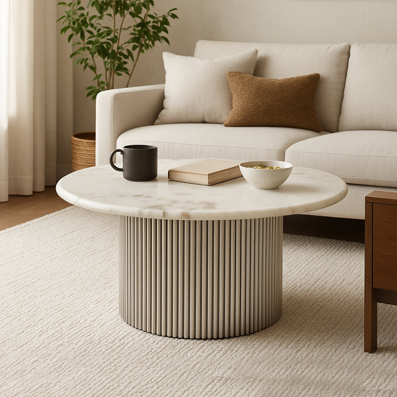 Lexi Coffee Table Faux Marble Table top Stainless Steel Base