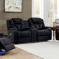 Arnold Electric Recliner Stylish Rhino Fabric Black 2 Seater Lounge Armchair with LED Features