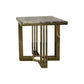 Daisy Square Shape with Faux Marble Top Lamp Table Electroplating Titanium Gold