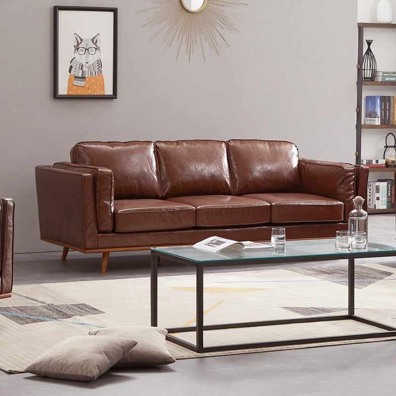 York 3+2 Seater Sofa Fabric/Leatherette Lounge Set with Wooden Frame