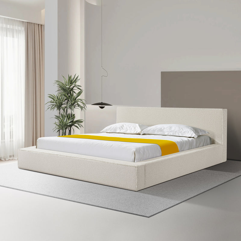 Ralph Bed Frame Fabric Upholstery Medium High Headboard in Serene White Colour
