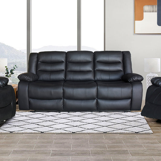 Fantasy 3 Seater Recliner Sofa In Faux Leather Lounge Wooden Frame Couch In Multiple Colour