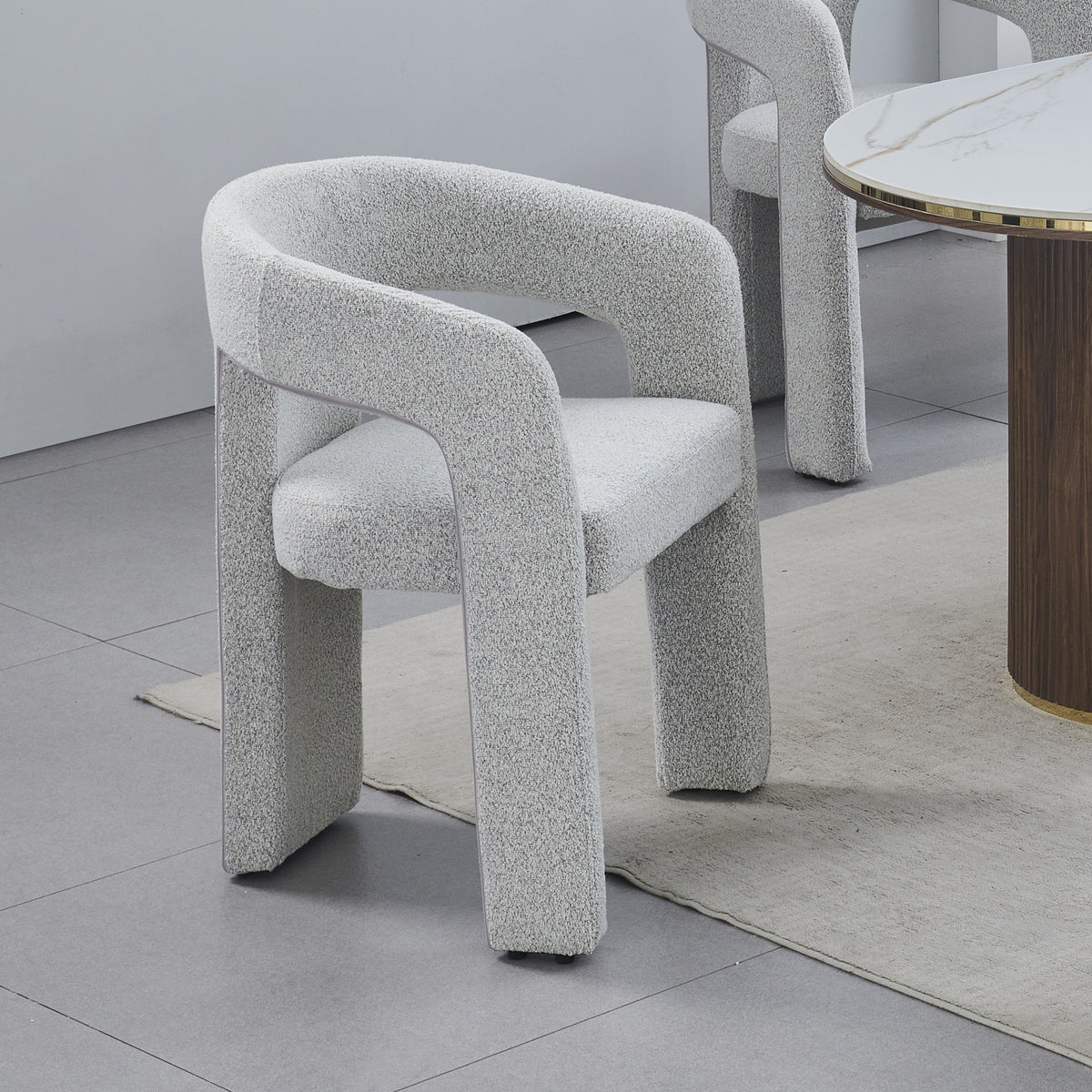 Zara Linen Dining Chair with Sculptural Curved Design in Grey