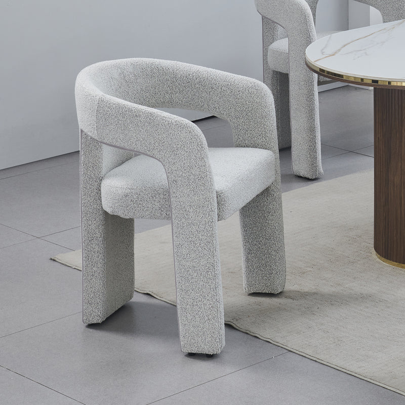 Zara Linen Dining Chair with Sculptural Curved Design in Grey