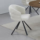 Beck 2x Linen Swivel Dining Chair with Curved Back Design in Beige