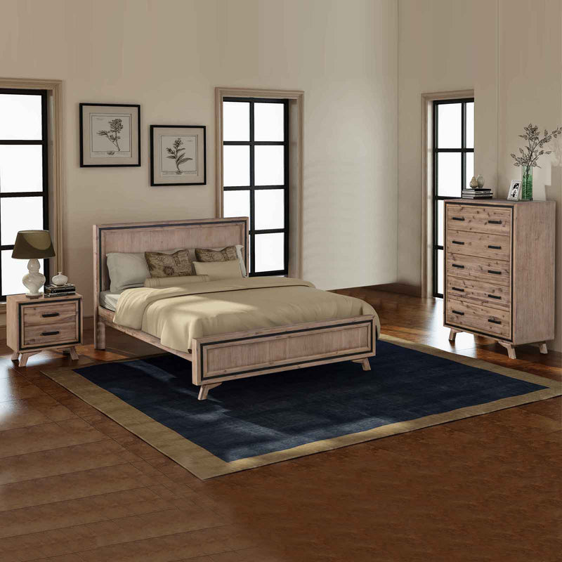 Seashore 5/4 Pcs Bedroom Suite Solid Acacia Timber in Multiple Size