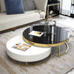 Texas Coffee Table Tempered Glass Top Storage Drawer Metal Base Stainless Electroplating Titanium Gold