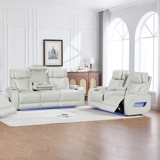Drake 3+2 Seater Power Recliner Sofa Set with LED Light Wireless Charging & Storage Charging in Multiple Color