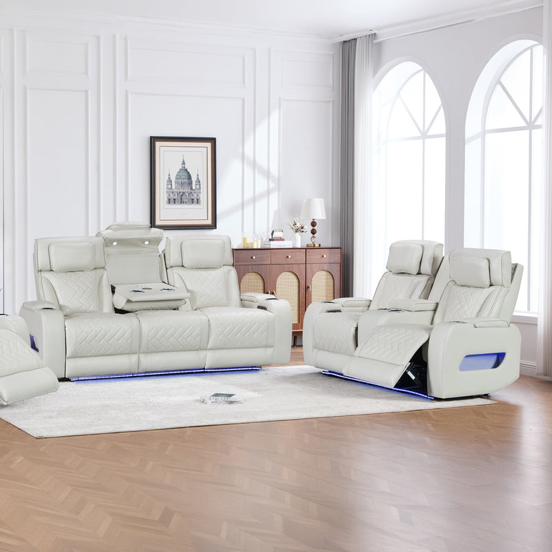 Drake 3+2 Seater Power Recliner Sofa Set with LED Light Wireless Charging & Storage Charging in Multiple Color