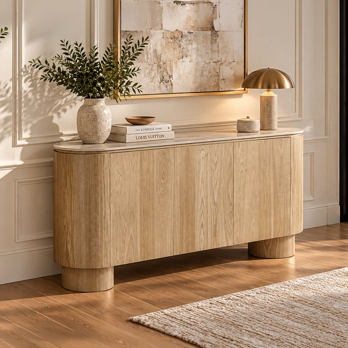 Astoria Buffet Unit with Sintered Stone Top & Oak Veneer Finish