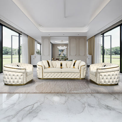 Duke 3+1+1 Seater Sofa Velvet Solid Wood Plywood Gold/Silver Stainless Steel