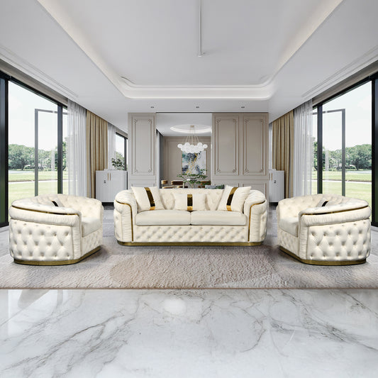 Duke 3+1+1 Seater Sofa Velvet Solid Wood Plywood Gold/Silver Stainless Steel