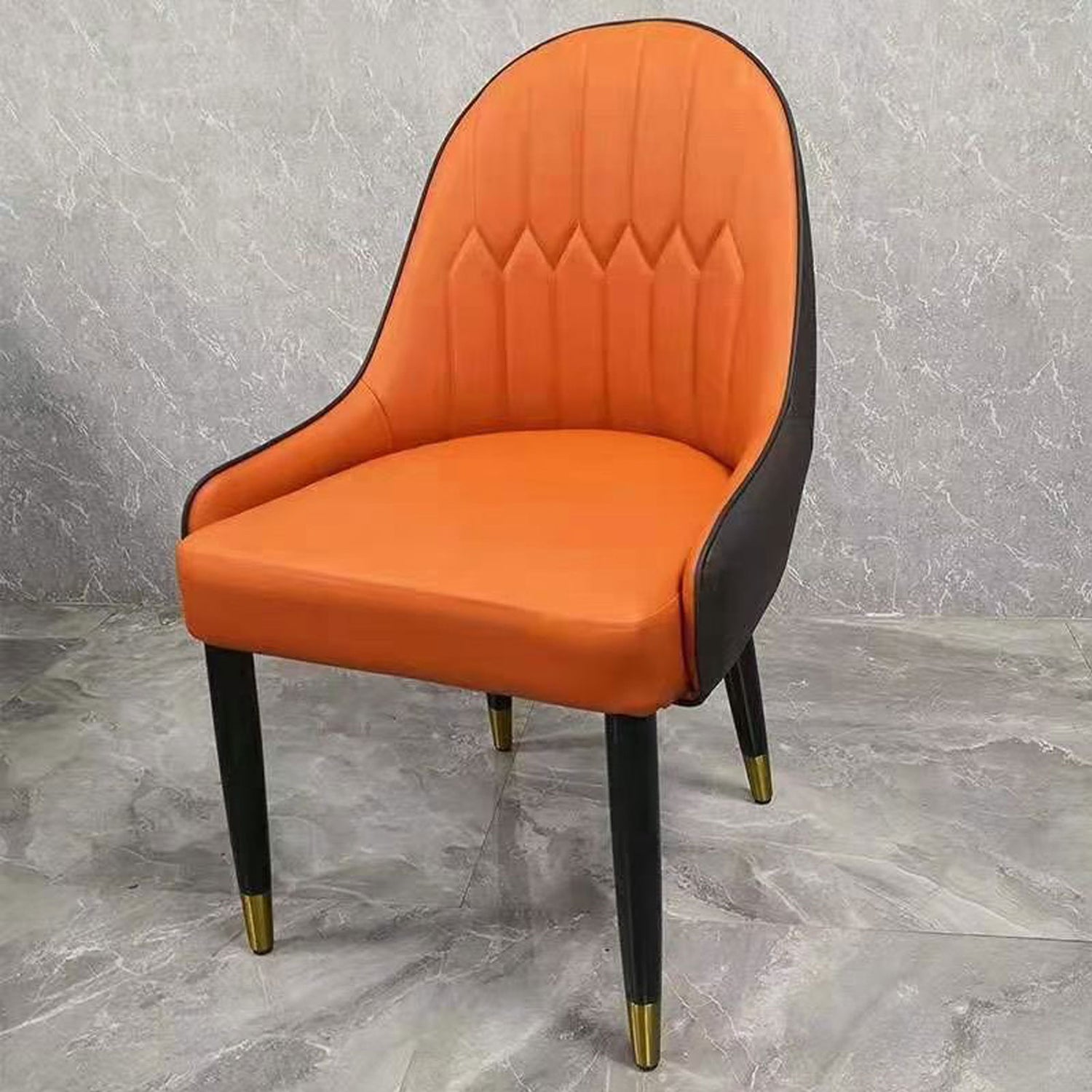 Lotus 2X Leatherette Upholstery Orange Dining Chair with Powder Coating