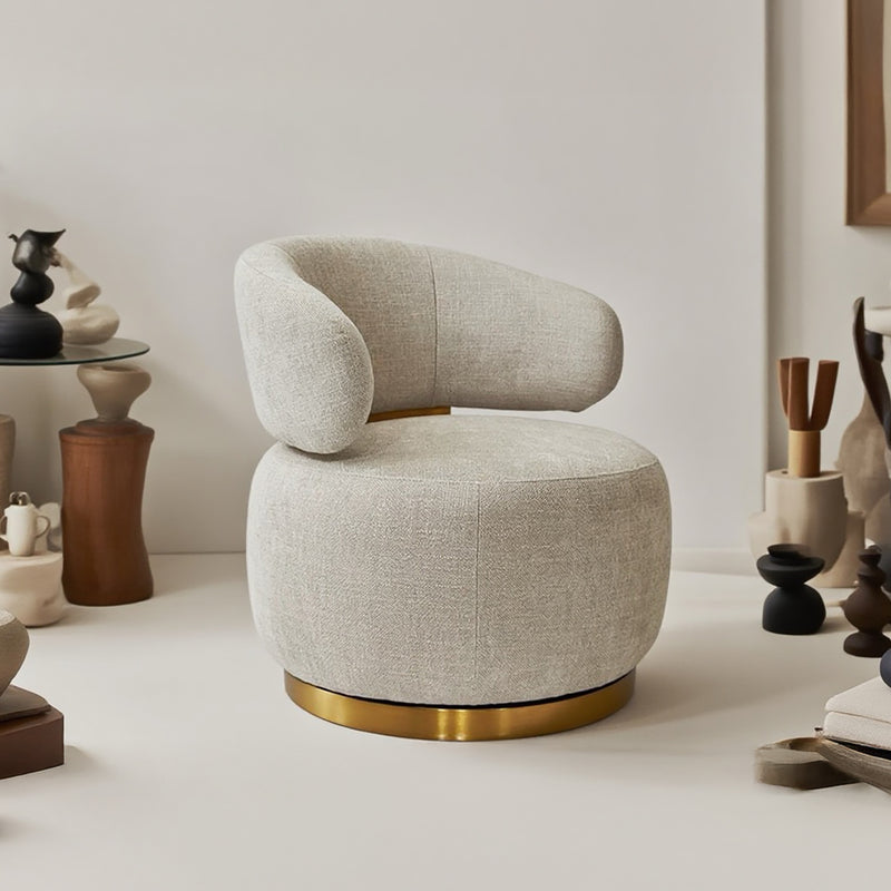 Ophelia Fabric Accent Chair Swivel Feature Stainless Steel Base