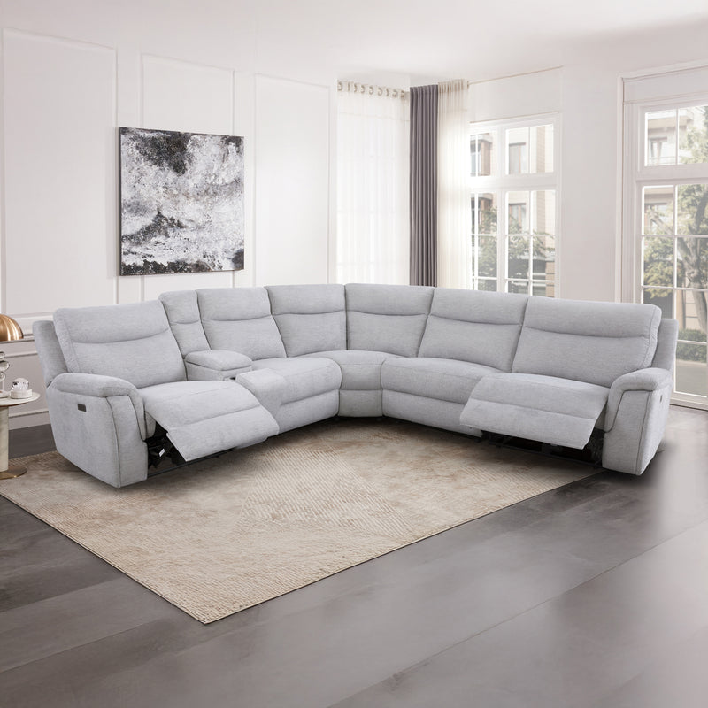 Harley Large Sectional Corner Modular Lounge Suite in Fabric with Electric Recliner