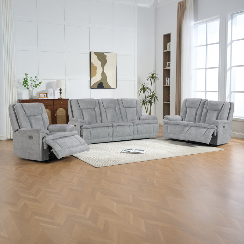 Haven 3+2+1 Seater Power Recliner Sofa Set with USB & Type-C Charging in Grey
