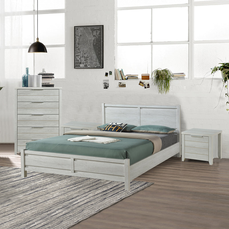 Cielo MDF Bedroom Suite 4 Pcs In Queen White Ash Colour with Tallboy