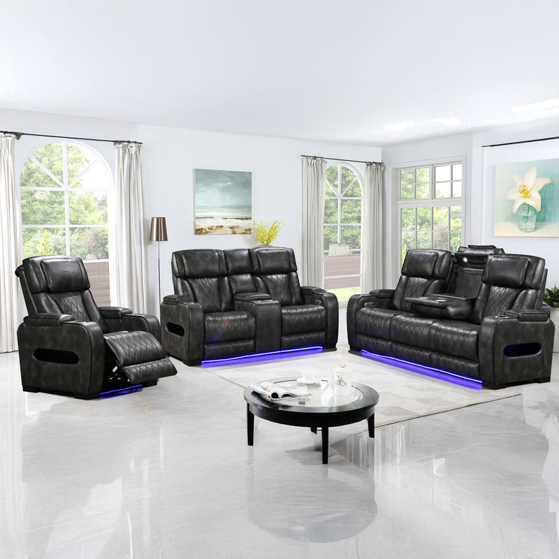 Empire 3R+2R+1R Leatherette Electric Recliner Sofa Set LED Lighting