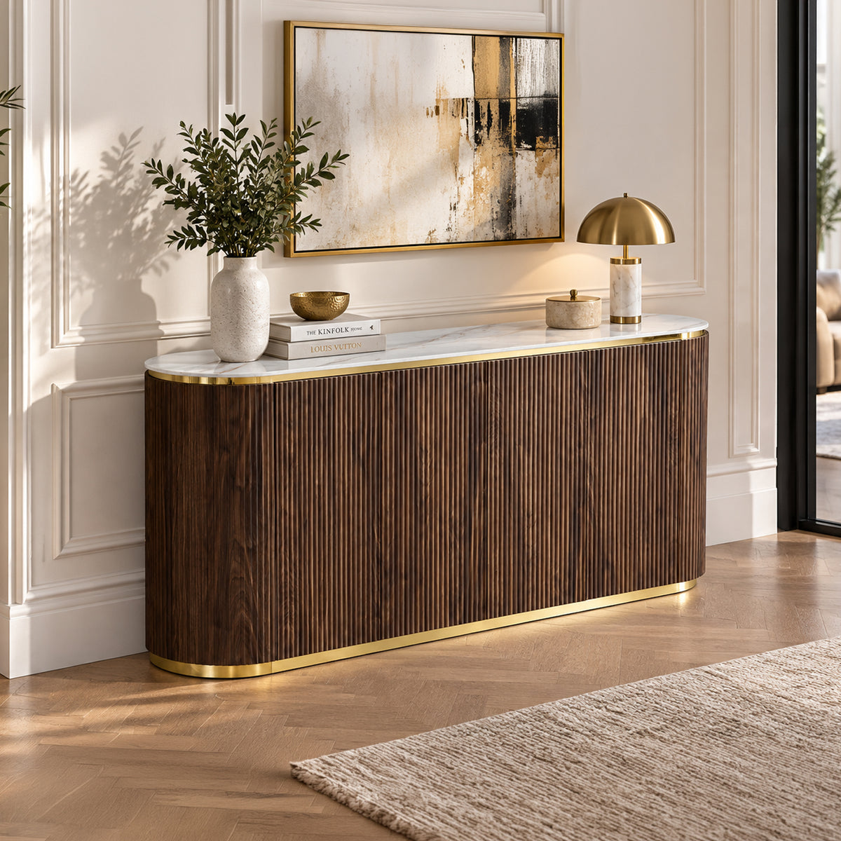 Archie Buffet with Sintered Stone Top & Timber-Look Finish