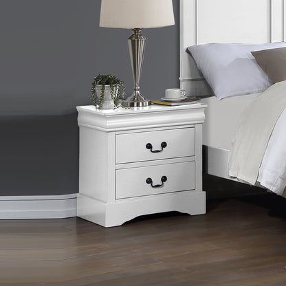 Spencer Solid Wooden White Colour Bedside Table with 2 Drawers