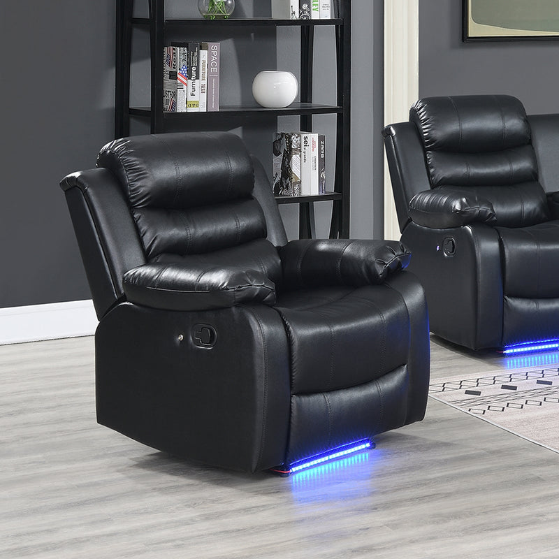Chelsea 3R+1R+1R Seater Leatherette Recliner Console & LED Lights
