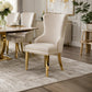 Lyon Set of 2 Beige Velvet Dining Chairs – Button Studded Ring Back Design