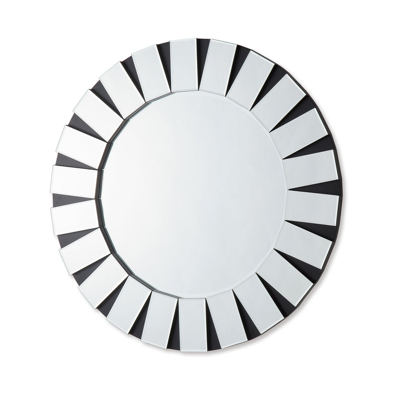 Angel Wall Mirror MDF Round Shape Combination of Black & Silver Colour