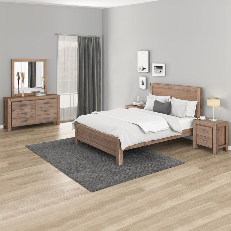Nowra 5/4 Pcs Bedroom Suite In Acacia Timber In Multiple Size & Colour