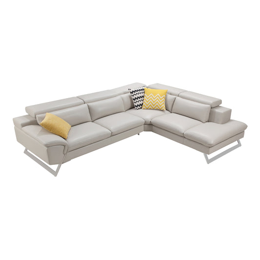 Marina 5 Seater Leatherette Corner Sofa with Chaise in Cream Colour