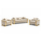 Juliette 3+1+1 Seater Velvet Sofa with Gold Trim – Beige