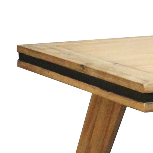 Seashore Dining Table In Solid Acacia Timber In Silver Brush Colour with Black Border