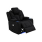 Arnold Electric Recliner Stylish Rhino Fabric Black 1 Seater Lounge Armchair with LED Features