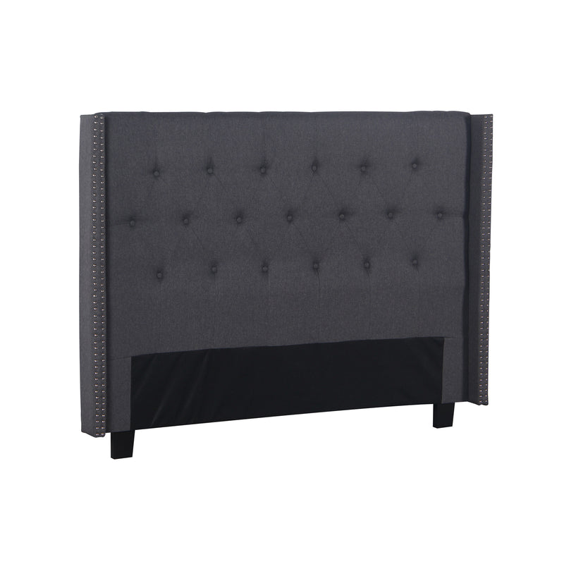 Milano Queen Bed Headboard – Charcoal Linen with Wingback Design