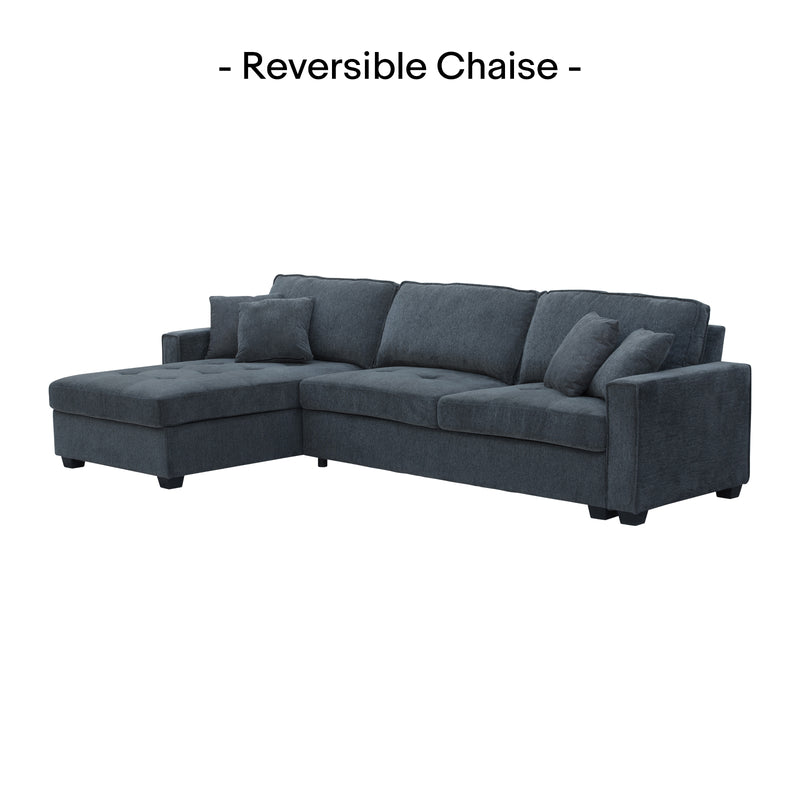 Milano Corner Sofa Chaise Reversible Polyester Fabric Multilayer Two Pillows Attached Individual Pocket Spring