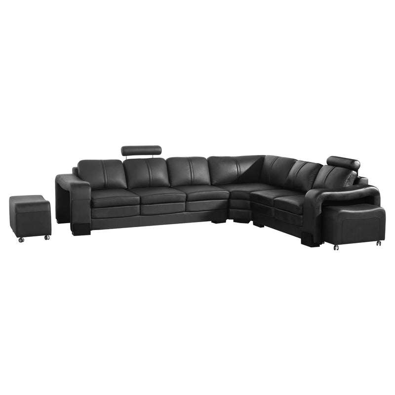 Majestic Black 6 Seater Leatherette Corner Sofa