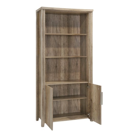 Cielo Natural Wood Like MDF Book Case with Pole Legs and Metal Handle