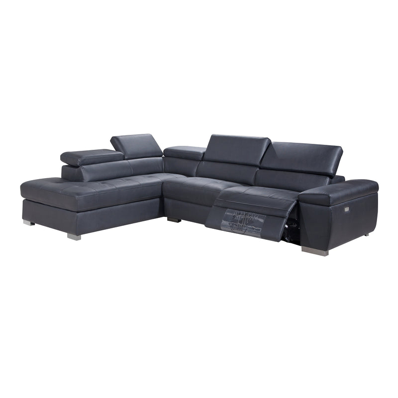 George Genuine Leather Recliner Chaise Sofa with Electric Headrest