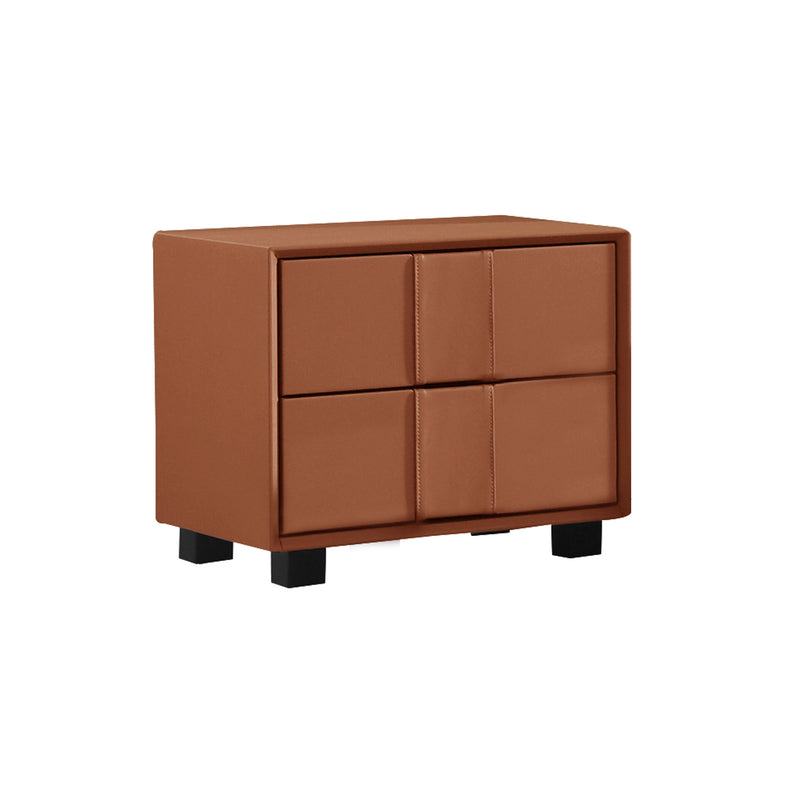 Louis Bedside Table MDF with Premium Leatherette Storage Space 2 Drawers Wooden Legs