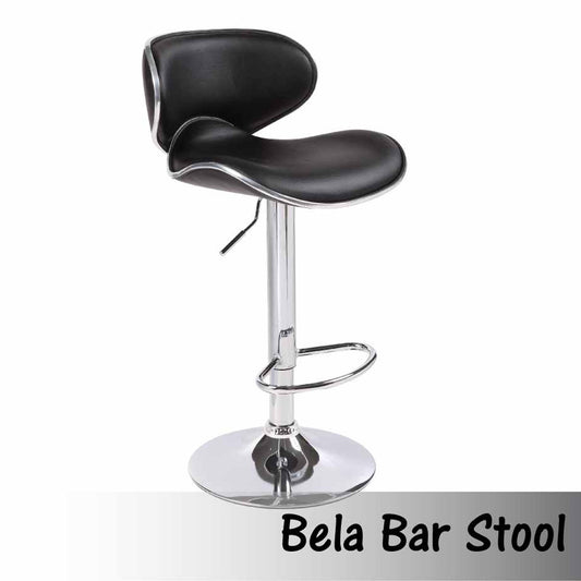 2X Bela PU Leather Mid High Back Rest Crome Base Gas Lift Bar Stools