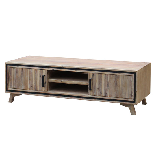 Seashore Solid Acacia Timber TV Cabinet With Silver Brush Colour