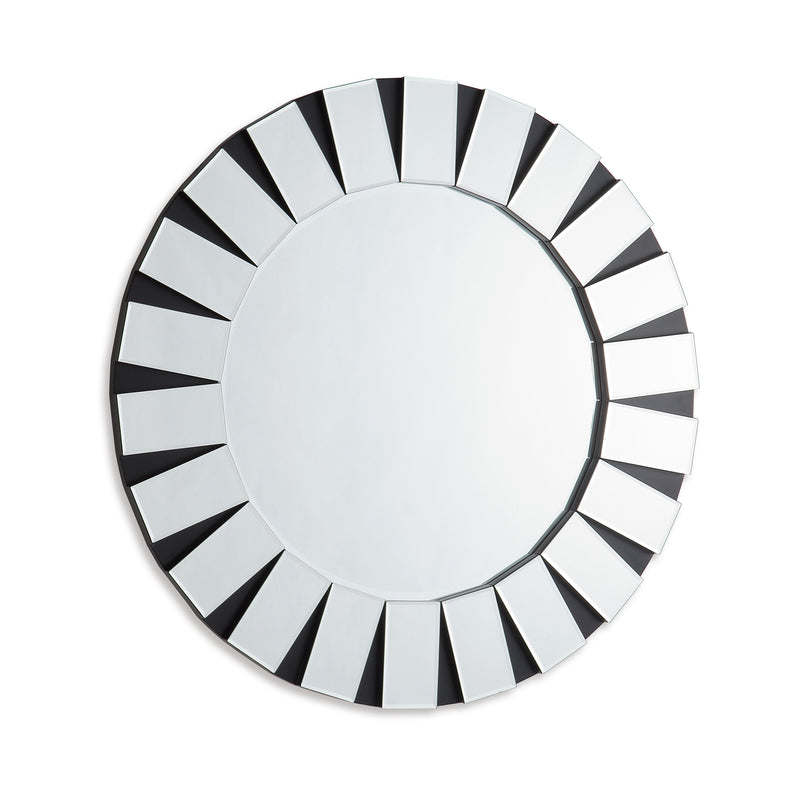 Angel Wall Mirror MDF Round Shape Combination of Black & Silver Colour