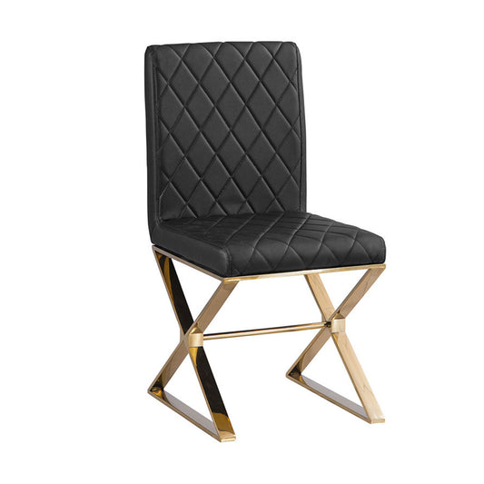 Daisy 2X Dining Chair Stainless Gold Frame & Seat Black PU Leather