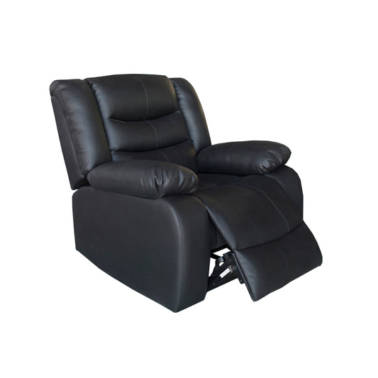 Fantasy Faux Leather 1 Seater Manual Recliner Sofa – Black
