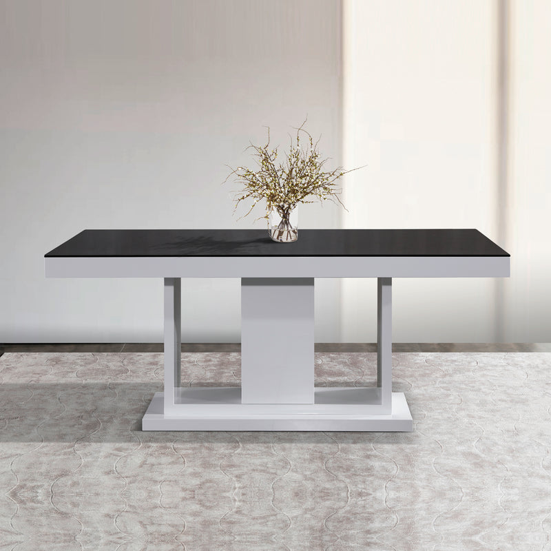 Espresso High Glossy Dining Table Combination of Black & White Colour