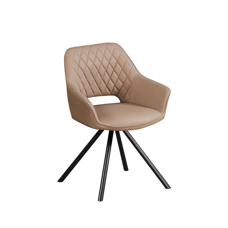 Lena 2X Leatherette Padded Upholstery Powder Coated Metal Legs Swivel Dining Chair