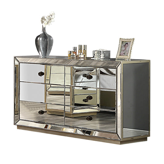 Germany Mirrored Work 6 Drawers Dresser MDF Silver Colour