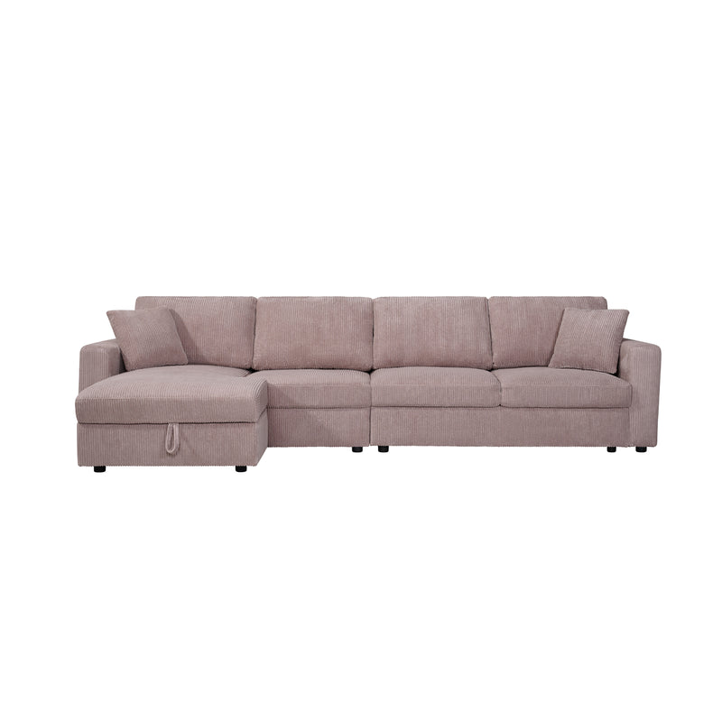 Iris 5-Piece Modular Corduroy Sofa with Storage Chaise