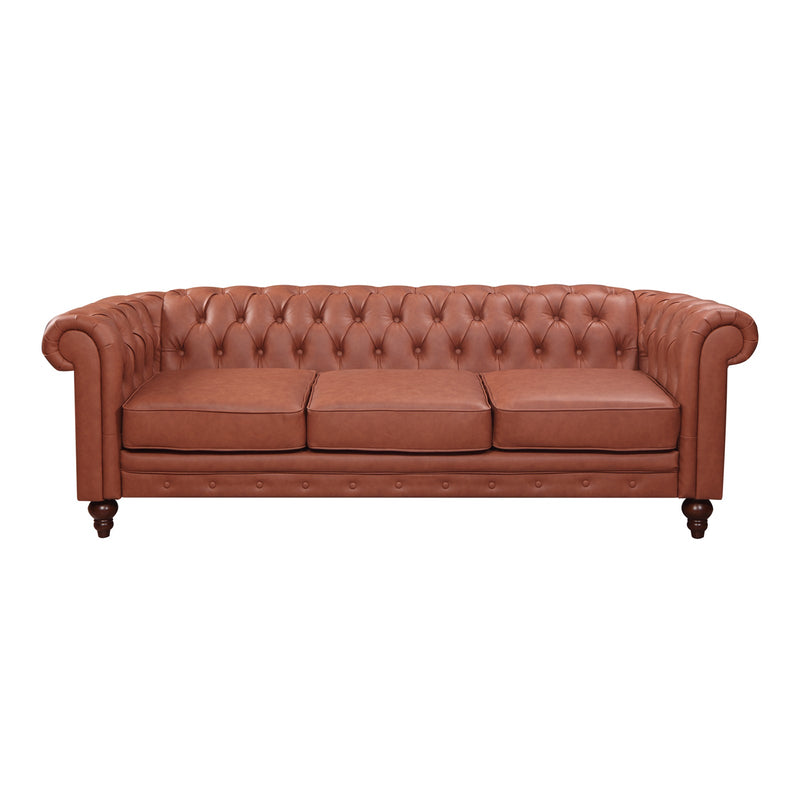 Madeline Chesterfield Style 3S+2S Leatherette Brown Colour Sofa