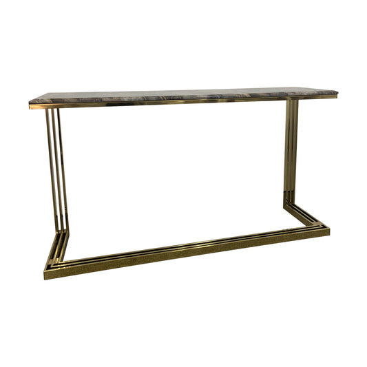 Daisy Faux Marble Top & Stainless Gold Frame Hall Table