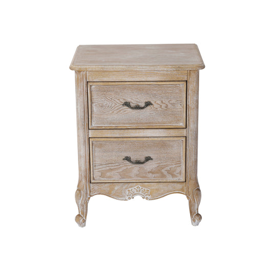 Lille Storage Drawers Bedside Table Oak Wood Plywood Veneer White Washed Finish